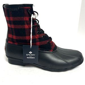 Sperry Mens Saltwater Buffalo Check Boot Red Size 11 M